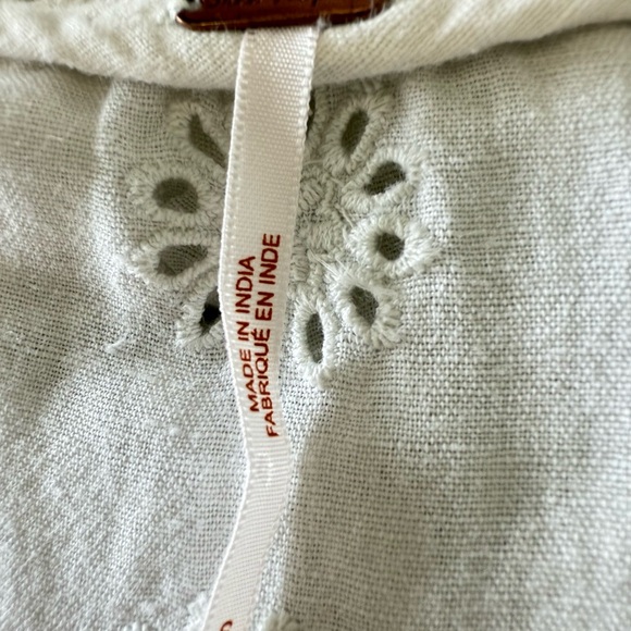 Free People Peach Pie Midi Dress Small White floral lined Ruffle Sleeve Crochet - Picture 10 of 12